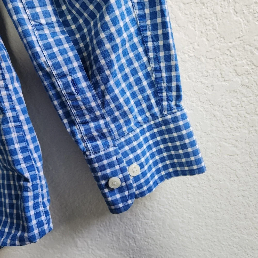 Banana Republic Mens Blue Plaid Regular Fit Long Sleeve Button Up Shirt XL